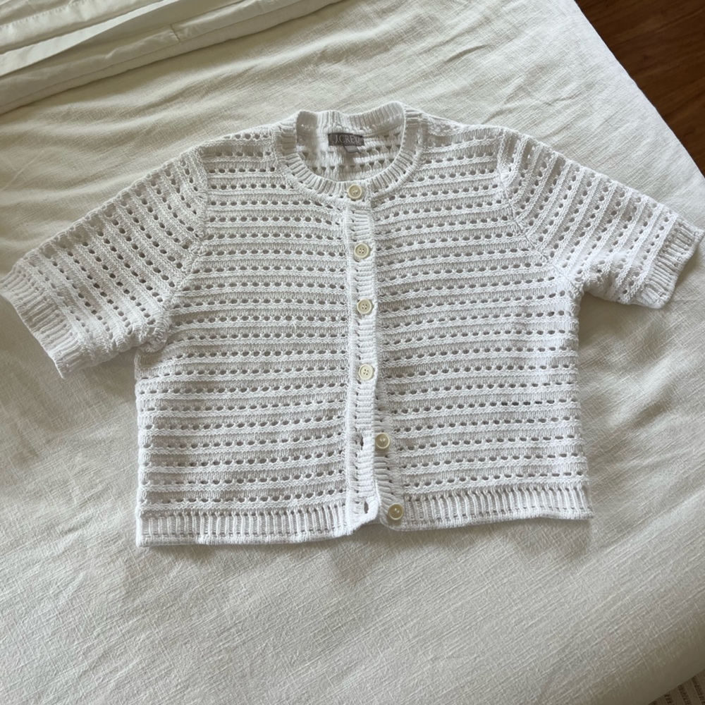 Jcrew pointelle cardigan. White, size L.